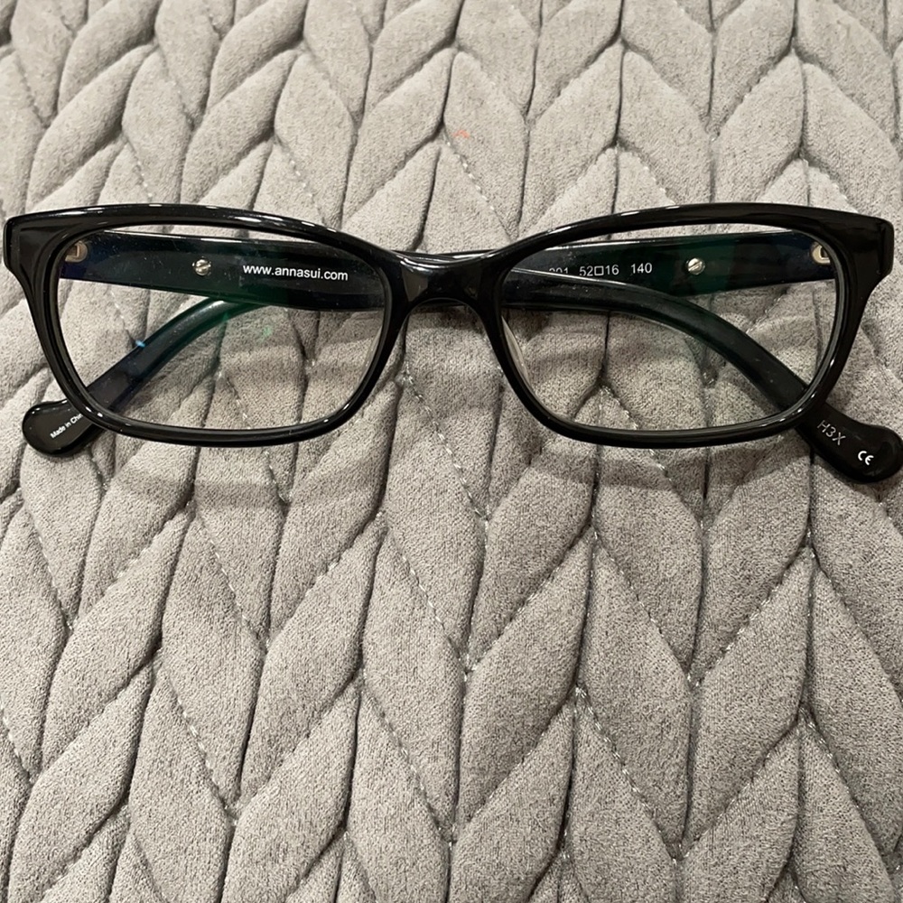 Anna Sui black eyeglass frame with butterflies